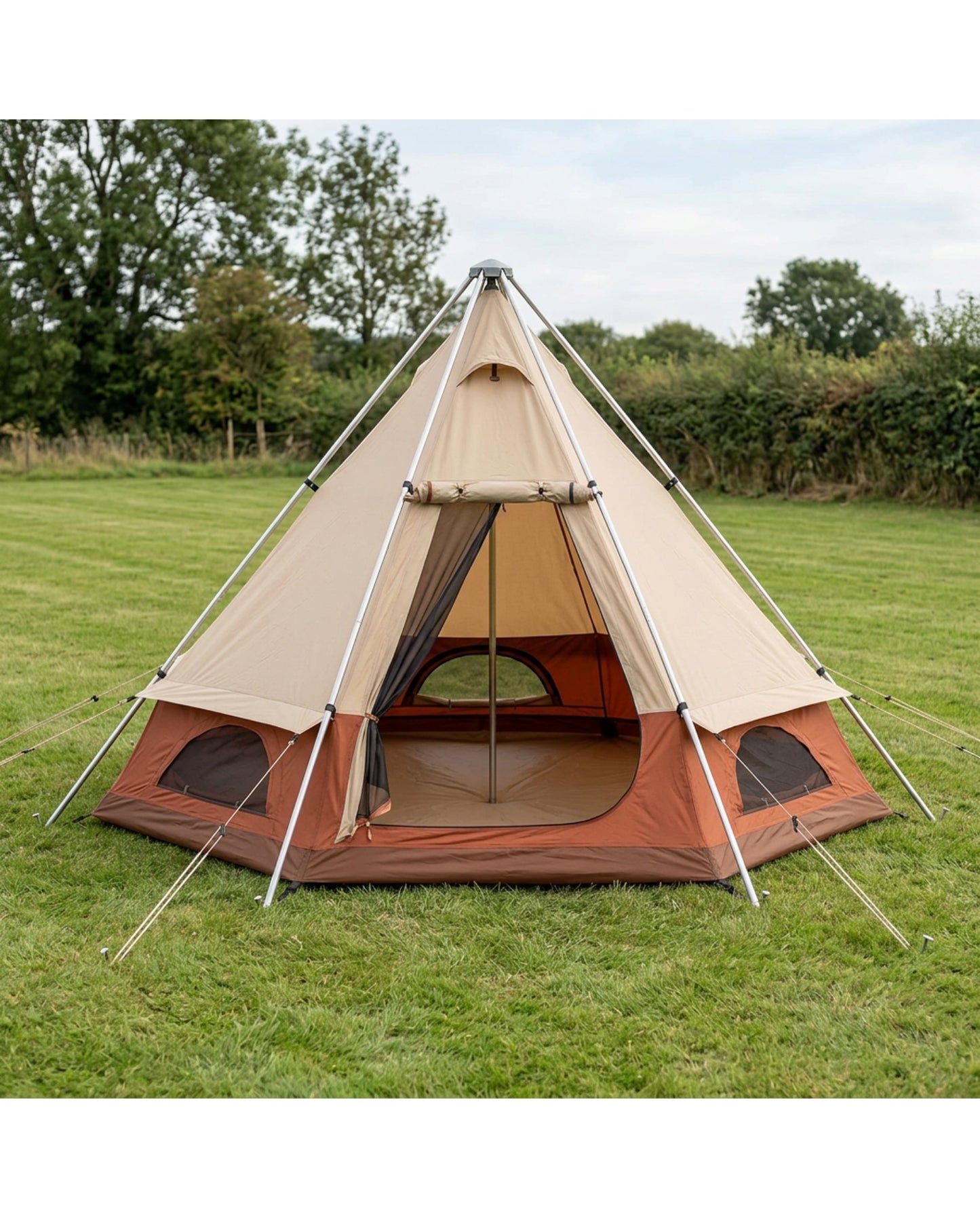 Dlynd Three Person Tripod Bell Tent Sand Rust - Lifestyle view
